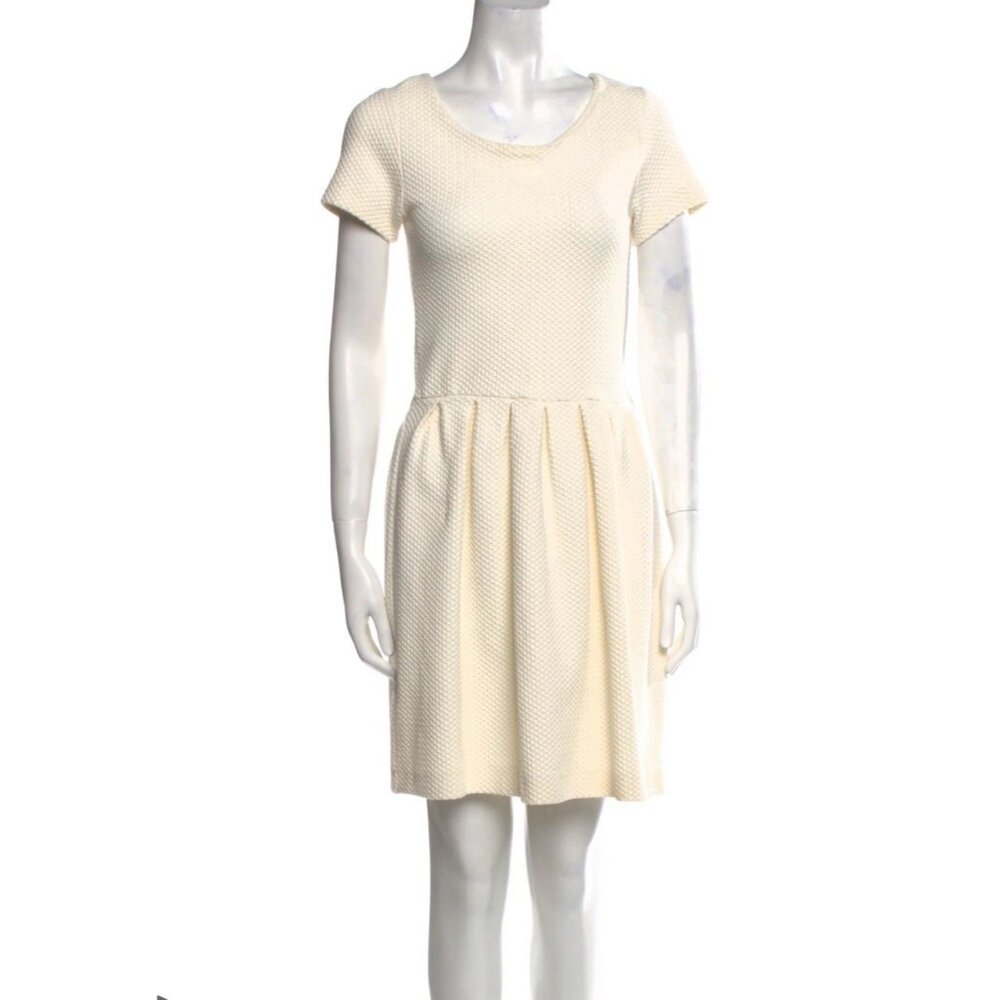 GANNI Scoop Neck Mini Dress‎ Women Small Ivory Textured Minimalist Granolagirl